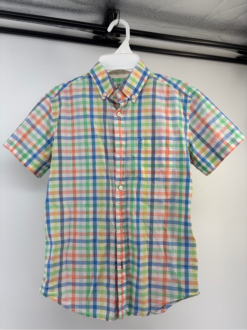 Crewcuts by J. Crew Boys Button Down Short Sleeve Shirt- Gingham- Size 12